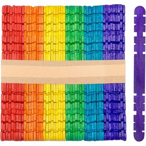 1000 Pack Multi Colored Notched Wood Craft Sticks Rainbow Colors, 4.5 Inch Hobby Skill Sticks for STEM Learning, DIY and Crafts