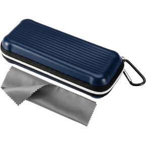 Vemiss Eyeglass Case,Semi EVA Hard Shell Sunglasses Case Travel Zipper Glass Case with Metal Hanging Hook
