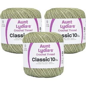 Aunt Lydia's Bulk Buy Crochet Cotton Classic Crochet Thread Size 10 (3-Pack) Frosty Green 154-661