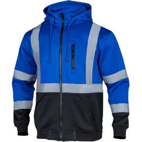 VENDACE High Visibility ANSI Class 1 Reflective Safety Fleece Sweatshirt Hoodie for Men with Detachable Hood(Royal blue,S)