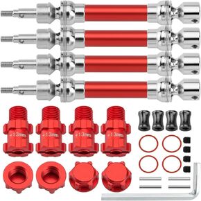 GLOBACT for ARRMA Drive Shaft Axles Front Rear Set with Extended Wheel Hub Drive 14mm to 17mm Wheel Hex Widen 13mm with Anti-dust Cap Nuts for Arrma Big Rock Granite Senton Vorteks RC Upgrade Parts