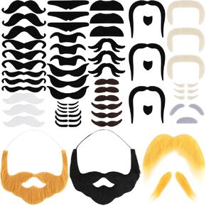 56 قطعة من الشوارب المزيفة، ذاتية اللصق، لحى وهمية، شارب، حواجب، عصا على الوجه، مقود اللحية، لحية وهمية، لحية صغيرة كبيرة، Postizos para Hombres، أزياء الهالوين لحفلات أعياد الميلاد، إكسسوارات مضحكة واقعية in Kuwait