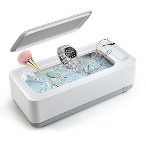 Ultrasonic Jewellery Cleaner, 45KHz 12oz One Touch Operation Portable Jewellery Cleaner Ultrasonic Machine for Eyeglasses, Watches, Silver Jewelry, Makeup Brush, Dental Retainer
