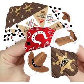 Big Dot of Happiness Western Hoedown - Wild West Cowboy Party Cootie Catcher Game - Jokes and Dares Fortune Tellers - Set of 12
