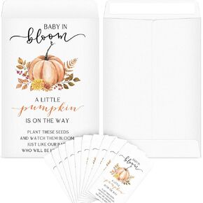 Fumete 100 Pcs Baby Shower Packet Favors Pumpkin Self Adhesive Packets Fall Baby in Bloom Kraft Packets Mini Storage Packet Organizer for Baby Shower Party Gift Favors