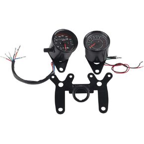 Motorcycle Speedometer, Universal Motorcycle Odometer Retro Modified Instrument Accessory, Black
