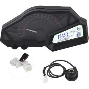 Terisass Motorcycle Odometer Speedometer Tachometer LCD Digital Gauge 15000RPM Waterproof Fuel Gauge for Kawasaki Ninja 300/EX300/300SE 2013-2015 normal