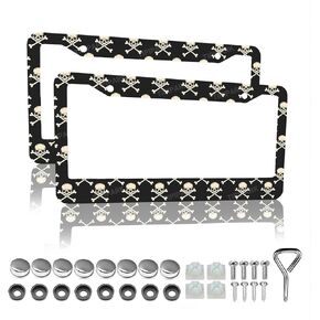 Dead Skull License Plate Frame - 2 Packs Universal Stainless Steel Car License Plate Frames Covers Holder Rustproof for Men Women