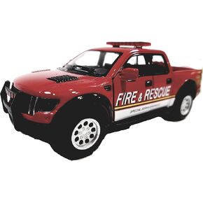 KiNSMART 🚨 2013 Ford F-150 SVT Raptor Supercrew Fire Rescue Edition 1:46 Scale 5inch Die Cast Metal Model Toy Rescue Fire Trucks