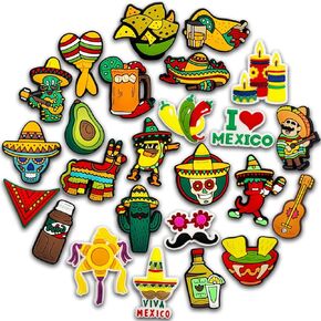 25 | 50PCS Anime Day of the Dead Mexican Fiesta Shoe Charms Fits for Croc Clog Sandals, Cute Shoes Decorations Accessories for Boy Girl Adults Women Men