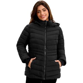 ANOTHER CHOICE Women Plus Size Puffer Jacket, Warm Quilted Puffer Coat Lightweight Puffy Jacket with Hood