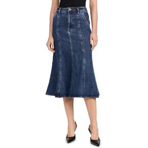 Self Portrait Women's Flared Denim Midi Skirt in Kuwait