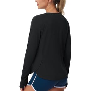 THE GYM PEOPLE Women's Long Sleeve Workout Shirts Side Slits Athletic Yoga Tee Tops with Thumb Hole