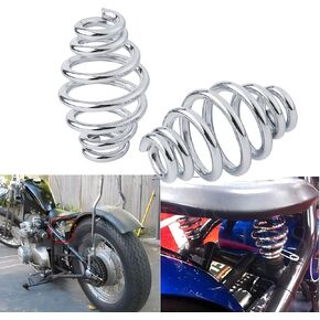 Motorcycle 2 inch Barrel Coiled Solo Seat Springs for Harley Davidson, Honda, Kawasaki, Yamaha, Suzuki and Triumph Bobber, Chopper, softail, Rigid Build (Chrome 2 inch)