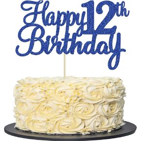 Gyufise 1Pc Happy 15th Birthday Cake Topper Blue Glitter 15th Birthday Cake Pick Cheers to 15 Years Old Fifteen Fabulous Cake Decorations for 15th Birthday Theme Party Supplies