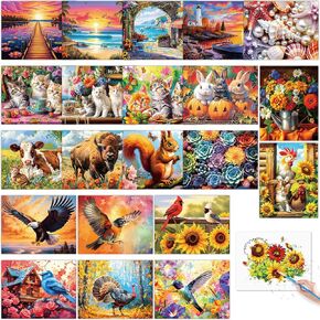 22 Pcs Dementia Products for Elderly Reusable Water Painting Toy Animal Dementia Alzheimer's Activities for Seniors Adults Water Doodle Coloring Set Drawing Brush Game Gift for Patient in Nursing Home