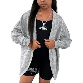 SOLY HUX Girl's Long Sleeve Knitted Cardigan Jacket Open Front Sweater Fall Winter Coat Outerwear