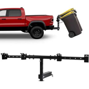 Trash Can Hauler for Double Can, Adjustable Trash Can Hitch, Fit for Truck/UTV/ATV/Kubota/Lawn Tractors/Cars/Trailer with 2" Hitch Receiver