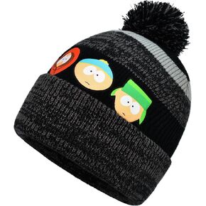 South Park Knitted Acrylic Winter Beanie Hat with Cuff and Pom, Multi, One Size