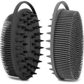 Silicone Body Scrubber, Silicone Loofah Double-Sided Body Brush,Silicone Shower Scrubber and Scalp Massager Shampoo Brush for Sensitive Kids Women Men All Kinds of Skin (1PCS Grass Green)