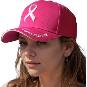 Popfizzy Breast Cancer Awareness Baseball Hats for Women and Girls, Embroidered Pink Ribbon Breast Cancer Survivor Gifts