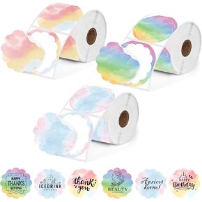 3 Rolls Thermal Labels Custom Sticker for Phomemo M110 M220 M221 M120 M200 Label Maker Printer 50x50MM Gradient Colorful Flower Edge Waterproof Address Label Paper for DIY,Design,Price,Name