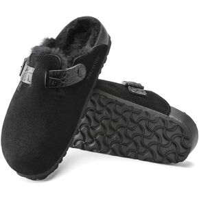 Birkenstock Boston VL/Shearling - Cozy Suede Clog with Shearling Footbed and Reptile Embossed Strap - Multiple Sizes & Colors