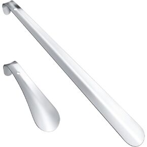 قطعتان من لبيسة الأحذية المصنوعة من الفولاذ المقاوم للصدأ، رافعة أحذية بمقبض طويل، لبيسة حذاء طويلة 16.5 بوصة وبوق حذاء محمول بمقبض 6 بوصة للحمل والرجال والنساء وكبار السن والأطفال in Kuwait