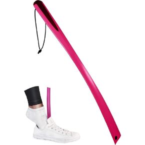24" Pink Long Shoehorn with Innovative No Bending Assistive Technology; Reinvented Shoe Horn with Magnetic Enhanced Device Lifts The Shoe Tongue for a No Reach Solution