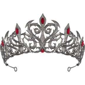 SWEETV Halloween Crown-Vines of the Underworld, Black Crown Tiara for Women, Goth Vintage Queen Baroque Crown for Girls, Gothic Headband Hair Accessories for Costume Party Prom