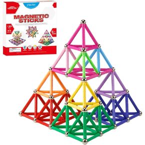 160 Pcs Magnet Building Sticks Kids Toys, Lengthen Magnetic Construction Building Blocks Set 3D Brain Training Learning Educational DIY STEM Toys in Saudi Arabia
