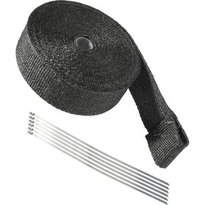 2"x50' Exhaust Wrap,Car Accessories Header Wrap,Exhaust Wrap Heat Shield,Exhaust Heat Wrap,Fiberglass Exhaust Heat Shield with 6pcs Stainless Ties,Black Heat Shield Wrap for Motorcycle Car