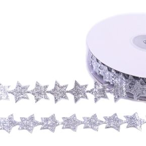 Glitter Star Ribbon Golden Star Sparkly Ribbon Trim Embellishment for Crafts Gift Wrapping Wreath DIY 1 Roll 20 Yards 0.8 Inch