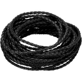 uxcell Braided Leather Cords, Round Leather Strap, Soft Jewelry Leather Rope for Jewelry Making, Tie Making, 5mm 5 Yards, White