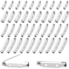 Brooch Pins, 120 Pcs Metal Pin Backs Locking Silver Boutonniere Pins, Bar Jewelry Pins Backs Safety Clasp for DIY Crafts Sewing Badges Jewelry Making Name Tags, 4 Sizes (20mm/25mm/32mm/38mm)
