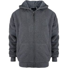 Boys' Fashion Zip Up Hoodie Plain Comfort Fleece Jacket Youth Heavyweight Sherpa Lined Sweatshirts