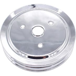 Plated Steel Crankshaft Pulley Double-Groove SWP Short Water Pump - Compatible with Small Block Chevy SBC 262 265 267 283 302 305 307 327 350 400