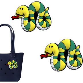 Snake Charms for Bogg Bag, Snake -Themed, Compatible with Simply Southern Beach Tote, 2 Pcs Beach Bag Charms Rubber Inserts Accessories for Women Girls (Snake)
