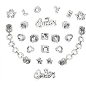 Bling Shoe Charms for Women, 22Pcs Sparkling Gems Rhinestones Shoe Decoration Charms, Girly Shoe Chains for Clog Sandals, DIY Shoe Accessories for Party Favor