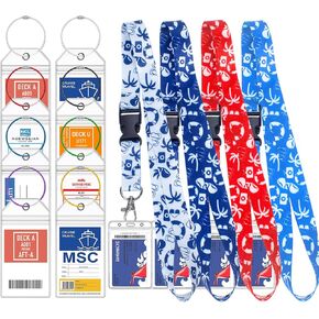 8 Pcs Carnival Cruise Luggage Tag Holders with 4 Pcs Cruise Lanyards, Zip Seal Clear Luggage Tag Holder & Cruise Lanyard with Ship Card Holder for Carnival, NCL, MSC 2024-2025 (8 Holders + 4 Lanyards)