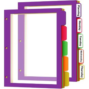 8Tab Binder Dividers with Tabs, 16PCS/2 Set Letter Size Page Dividers for 3 Ring Binder with Tabs, 8 Tab Dividers, Clear Folder Dividers (16)