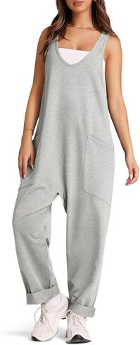 Jumpsuits for Women Casual Cotton Baggy Overalls Wide Leg Jumpsuits Tank Sleeveless One-Piece Romper Loose Fit in Saudi Arabia