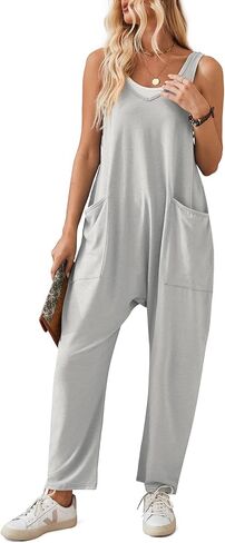 Jumpsuits for Women Casual Cotton Baggy Overalls Wide Leg Jumpsuits Tank Sleeveless One-Piece Romper Loose Fit in Saudi Arabia