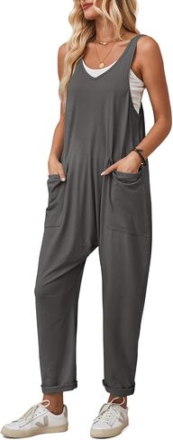 Jumpsuits for Women Casual Cotton Baggy Overalls Wide Leg Jumpsuits Tank Sleeveless One-Piece Romper Loose Fit in Saudi Arabia