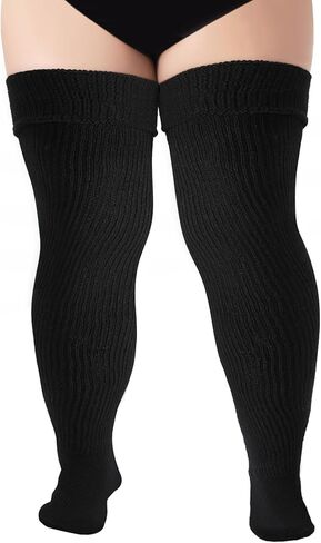 Tavaleu Plus Size Thigh High Socks for Thick Thighs - Womens Extra Long & Thick Over the Knee Knit High Socks Leg Warmers in Kuwait
