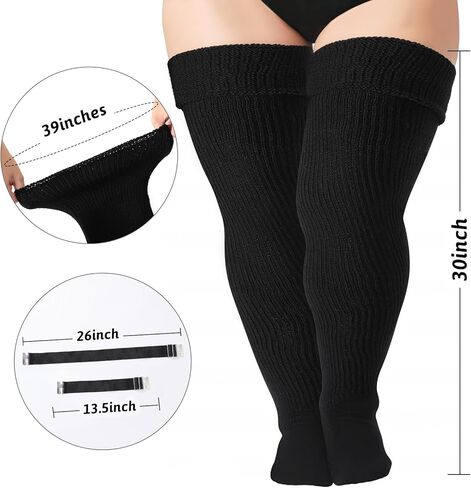 Tavaleu Plus Size Thigh High Socks for Thick Thighs - Womens Extra Long & Thick Over the Knee Knit High Socks Leg Warmers in Kuwait