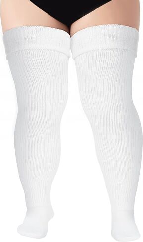 Tavaleu Plus Size Thigh High Socks for Thick Thighs - Womens Extra Long & Thick Over the Knee Knit High Socks Leg Warmers in Saudi Arabia