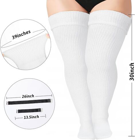Tavaleu Plus Size Thigh High Socks for Thick Thighs - Womens Extra Long & Thick Over the Knee Knit High Socks Leg Warmers in Saudi Arabia