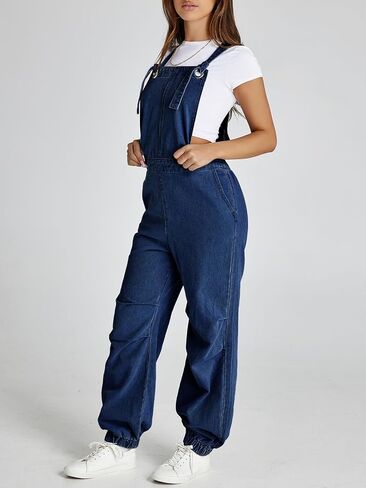 Cicy Bell Womens Baggy Denim Overalls Loose Fit Lantern Jogger Leg Jean Jumpsuit with Pockets in Saudi Arabia