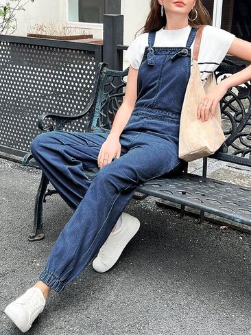 Cicy Bell Womens Baggy Denim Overalls Loose Fit Lantern Jogger Leg Jean Jumpsuit with Pockets in Saudi Arabia